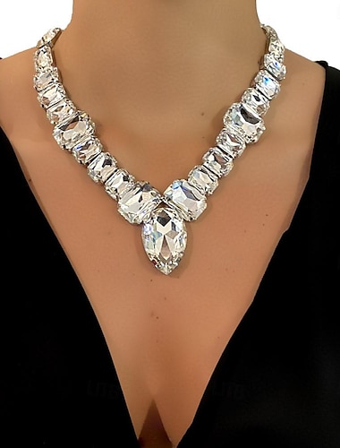  Collares con colgantes Brillantes Mujer Moda Lujo Transparente Boda Gotas Gargantillas Para Boda Fiesta