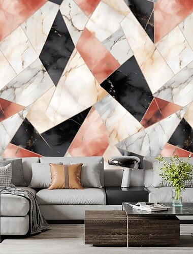  Coole Tapeten, rosa 3D-Tapete, abstraktes Wandbild, Marmor, Rollenaufkleber, abziehbares PVC/Vinyl-Material, selbstklebend/Kleber erforderlich, Wanddekoration für Wohnzimmer, Küche, Badezimmer