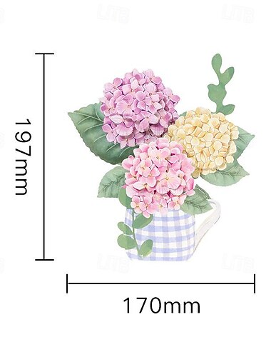  Pop-Up-Grußkarte für den Muttertag, 3D-Hortensienblüte, Papierschnitzerei, Ornament, kreativer Geburtstag, Wunsch, handgemachtes Geschenk, Erntedankfest, Wunschkarte für Mutter, Muttertagsgeschenk, 1