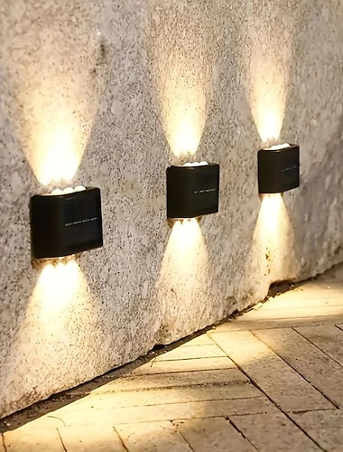 2/4/6 stuks waterdichte wandlampen op zonne-energie, 6led-dekverlichting voor buiten, voor decoratie van binnenplaatsen, straten, hekken, garages, tuinen, trappen, hekverlichting