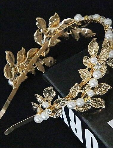  1 stks faux parel blad decor hoofdband gouden barok haar hoepel elegante hoofdband bruiloft haaraccessoires voor vrouwen