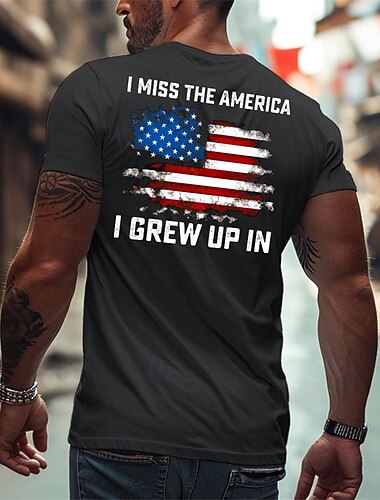  Férfi "Hiányzik Amerika Amiben Felnőttem" Patrióta Amerikai Zászló Grafikus Rövid Ujjú Póló