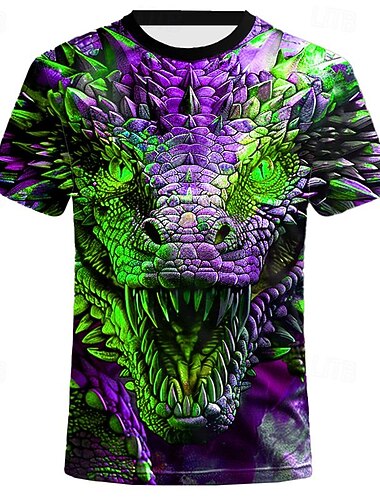  Homens Animal Dragão Camiseta Manga Curta Camiseta Impressão 3D Gola Redonda Camisa Designer Casual Subcultura Esportes Diário Feriado Amarelo Azul Laranja Primavera Verão Roupa S M L XL 2XL 3XL
