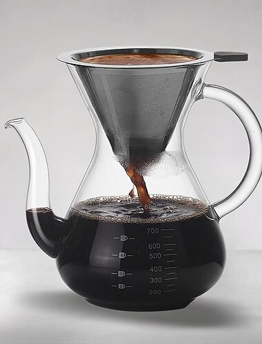  Servidor de café, cafetera de vidrio resistente al calor, cafetera multifunción con filtro 500ml/800ml