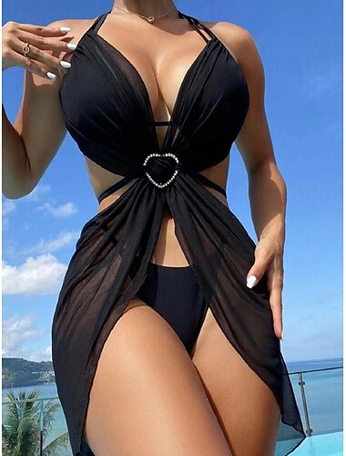  Femme Normal Pyjamas Corps sexy Ensembles chaud Sexy Vacances Plein 3 Pièces Intérieur Lit Natation Sans Manches Noir Blanche Rose Bleu Eté