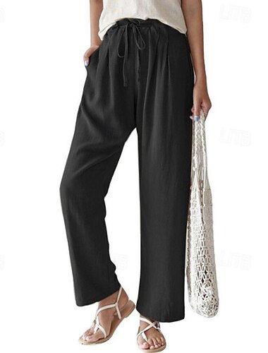  Pentru femei Pantaloni Amestec de Lână / Bumbac Buzunare laterale Simplu Lungime totală Negru Primavara vara