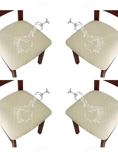  4 stk stretch jacquard stol setetrekk vannavstøtende stol putetrekk, avtagbare vaskbare spisestue stoltrekk anti-støv spisestue stoltrekk sete pute slipcovers