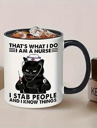  kattekrus - "touch my coffee" krus: morsomt sitat kaffekopp, ideell gave til venn, søster, kattemor - keramisk krus for kaffedrikkere og katteeiere - 11 oz