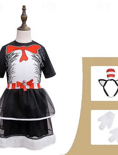  Die Katze im Hut Cosplay Cosplay Kostüm Outfits Cosplay Film Cosplay for Jungen Mädchen Kinder Karneval Maskerade