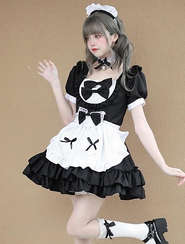  Damen Dienstmädchenuniform Kleid Cosplay Kostüm Für Maskerade Cosplay Erwachsene Kleid