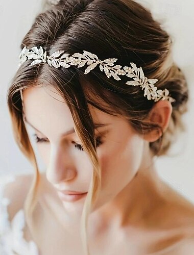  vintage blad brud håraccessoarer tiara kvinnor håraccessoarer strass kristall pannband hårband bröllop huvudbonader brudens huvudbonad