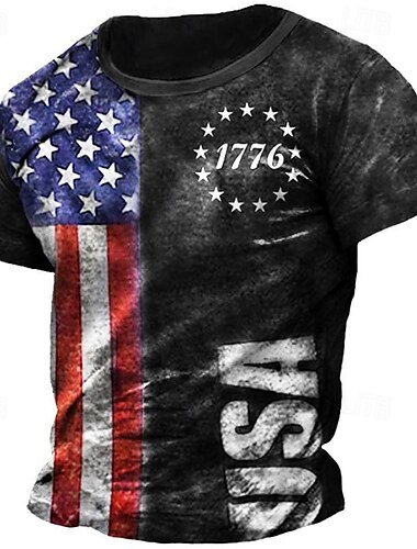  Veterans Day Herren Patriot Patriotisch Veteran Grafik Amerikanische Flagge 1776 Kurze Ärmel Shirt T-Shirt Tee Tee Oberteil Kurze Ärmel T-Shirt 3D Druck Rundhals-Shirt Mode Designer Freizeit Alltag