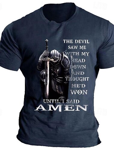  Herren Tempelritter Zitate & Sprüche T Shirt Grafischen T-Shirt Baumwolle Kurzarm Grafik Hemd Schwarz Blau Hellgrau Bequemes T-Shirt Urlaub Alltagskleidung Modedesigner-Kleidung