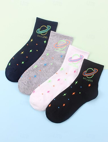  4 paia di calzini da donna per l'equipaggio da lavoro quotidiano per le vacanze retrò in cotone classico casual formale caldo casual carino