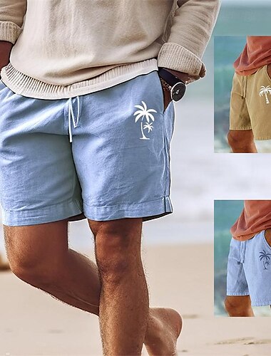  Herr Grafisk Kokosnötsträd Shorts Sommarshorts Beach Shorts Medium Midja Streetwear Hawaiisk Designer Ledigt Dagligen Helgdag Snörning Elastisk midja 3D-utskrift Designer Kläder