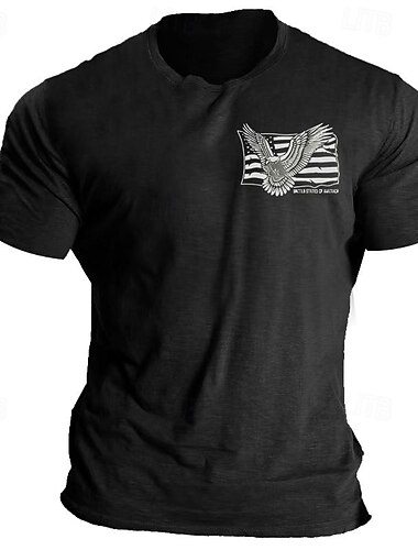  Veteranstag Herren Patriot Patriotic Veteran Adler Amerikanische Flagge T-Shirt Grafik Tee Baumwolle Kurzarm Grafik Shirt Schwarz Blau Hellgrau Komfortables Tee Daily Wear Urlaub Mode Designer