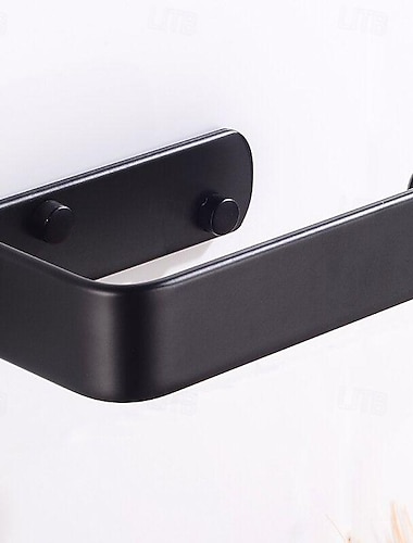  uchwyt na papier toaletowy materiał aluminiowy łazienkowy papier toaletowy naścienny pojedynczy pręt czarny 1szt