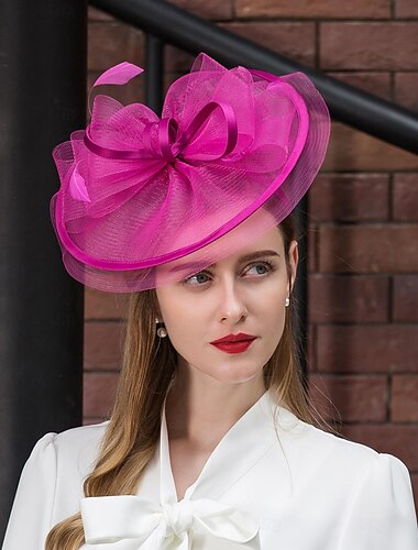  fascinators kentucky derby hatt tyll nät fat hatt topp hatt bröllop tefest elegant bröllop med fjäder bowknot huvudbonad