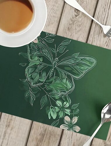 1 x Tischset mit Blumen- und Schmetterlingsmotiv, 30,5 x 45,7 cm, Tischsets für Party, Küche, Esszimmer, Dekoration