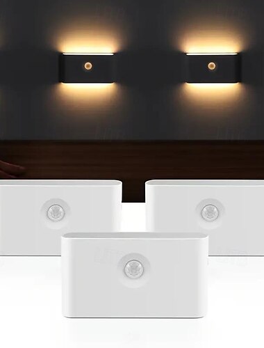  led ανίχνευσης κίνησης φως τοίχου έξυπνη σύνδεση pir έκτακτης ανάγκης νυχτερινό φως usb επαναφορτιζόμενο κατάλληλο για σκάλες κρεβατοκάμαρες πόρτες διάδρομοι ντουλάπια φωτισμός μπάνιου 1/3τμχ