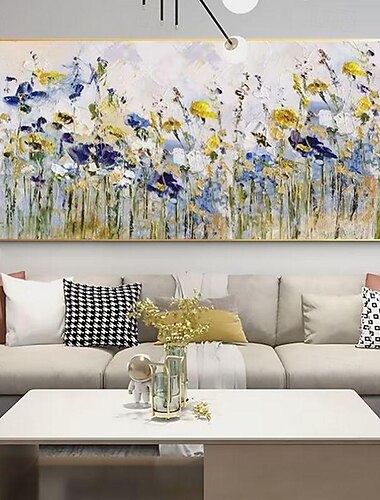  Peinture à l'huile faite à la main toile mur art décoration couteau dessin fleurs abstraites pour la décoration intérieure roulé sans cadre peinture non étirée