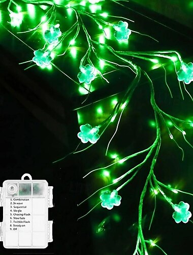  st. Patrick's Day-Girlande – schillernde Kleeblatt-Show mit 96 Lichtern, vielseitig in 8 Modi, batteriebetrieben, perfekt für Heimdekorationen