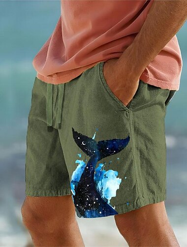  Herren Tier Wal Meereslebewesen Shorts Kurze Hosen Sommer-Shorts Strandshorts Kurze Hosen Mittlere Taillenlinie Hawaiianisch Brautkleider schlicht Outdoor Festtage Ausgehen Kordelzug Elastische