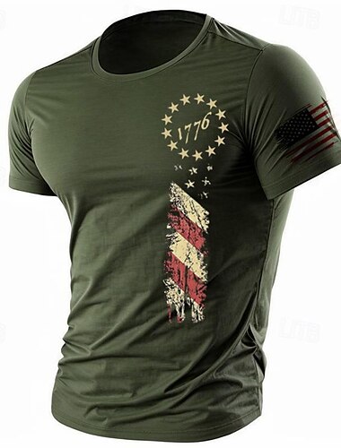  Veterans Day Herr Patriot Patriotisk Veteran Amerikansk US Flagga T-shirt Tee Top Bomull Kortärmad Grafik Skjorta Svart Armégrön Bekväm Tee Street Högtidsmode Designer