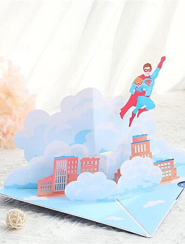  Super Papa, Vatertagskarte, 3D-Popup-Grußkarte, Vater-Geburtstagskarte für Papa, Ehemann, Segensbotschaft, Pappe, bestes Geschenk zum Vatertag