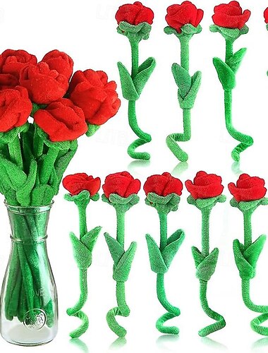  kvinnodagen presenter 10 st plysch ros blomma fylld ros blomma böjbara stjälkar plysch bukett leksak mjuk ros blomma 12,6 tum för examen 2022 mors dag alla hjärtans mors dag presenter till mamma