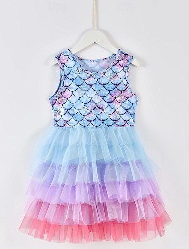  Bambino Da ragazza Vestito Pop art Senza maniche Formale Prestazioni Occasioni speciali Di tendenza Da principessa Poliestere Estate Primavera 2-12 anni Colore1 Colore dell'immagine 3 Colore 2