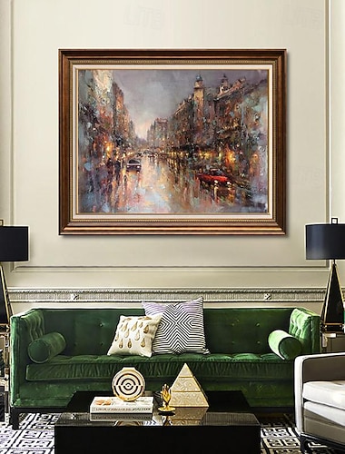  ręcznie robione obrazy olejne na płótnie dekoracja ścienna wrażenie widok ulicy paryskiego krajobrazu do wystroju domu zwinięty obraz bezramowy, nierozciągnięty