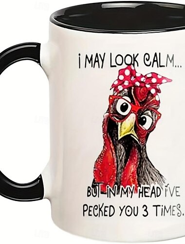  1pc generieke grappige koffiemok ik zie er misschien kalm uit, maar in mijn hoofd heb ik je 3 keer gepikt mok beker voor kippenliefhebbers 11 oz keramische mok feestmok feestcadeaus