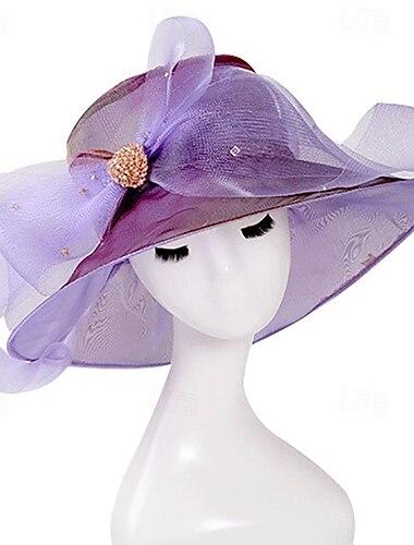  fascinators kentucky derby lue hodeplagg organza bøtte lue floppy lue solhatt ferie cocktail elegant vintage med rhinestone cap hodeplagg hodeplagg