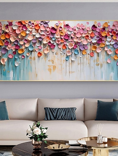  手描きのカラフルな花の油絵canva大手作り壁アート抽象的な3d花の絵画壁の装飾風景画ミニマリストの絵画リビングルームの装飾