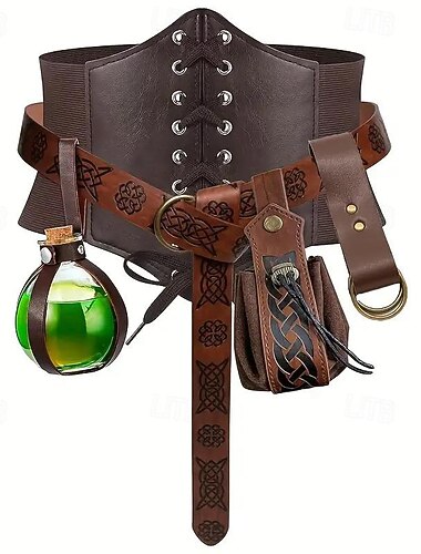  Középkori Derékszíj Viking Jelmez Férfi Női Uniszex Kelta Viking Fantasy Mindszentek napja Farsang Álarcos mulatság Teljesítmény LARP Felnőttek Öv Táska