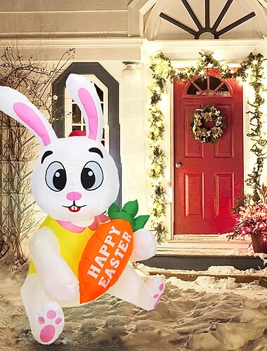  Huevos de conejito inflables de Pascua de 1,5 metros con luces iluminan los accesorios de decoración navideña