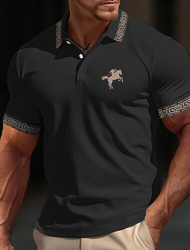  Bărbați Tricou polo din bumbac Cămașă de golf Casual Sport Guler polo cu nervuri Manșon scurt Modă De Bază Bloc Culoare Peteci Brodat Vară Fit regulat Negru Alb Galben Gri Tricou polo din bumbac