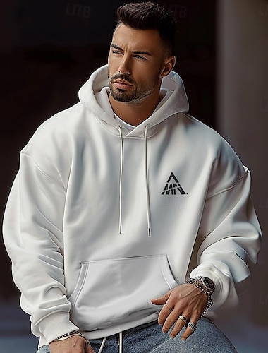  grafisk luvtröja för män bergsmode semester semester streetwear hoodies svart vit långärmad huvtröja vår & höst designer luvtröja