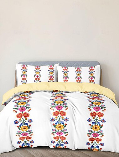  Bettbezug-Set mit geometrischem Blumenmuster, weiches 3-teiliges Luxus-Baumwoll-Bettwäsche-Set, Heimdekoration, Geschenk, Doppelbett, King-Size-Bett, Queen-Size-Bett