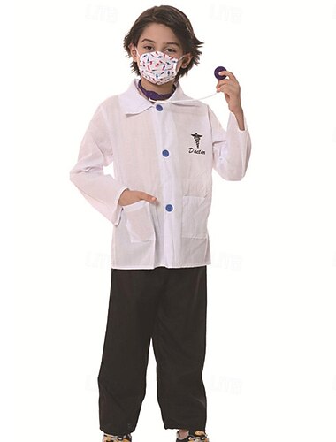  Garçon Fille Docteur Costume de Cosplay Tenue Pour Mascarade Cosplay Enfant Haut Pantalon