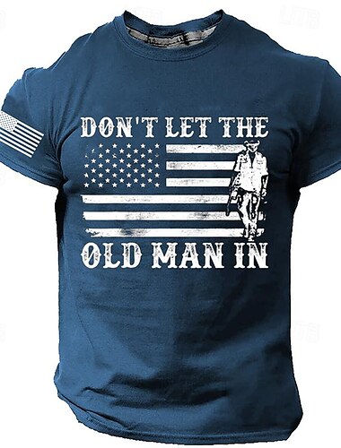  Graphic Drapeau américain Old Man Rétro Vintage Décontractées Style de rue Homme 3D effet T shirt Tee Sport extérieur Vacances Sortie T-shirt Noir Vert Bleu de minuit Manche Courte Col Ras du Cou