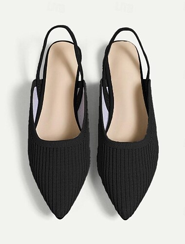 Damen Sandalen Flache Schuhe Übergrössen Flyknit Schuhe Outdoor Arbeit Täglich Gestreift Flacher Absatz Spitze Zehe Klassisch Brautkleider schlicht Komfort Wanderschuhe Gestrickt Halbschuhe Gummiband