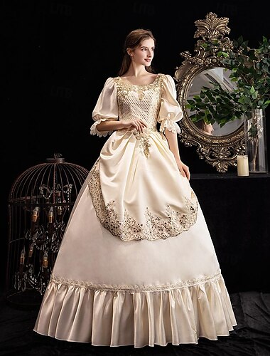  Gotisch Viktorianisch Vintage inspiriert Kleid Partykostüm Abschlussballkleid Prinzessin Shakespeare Braut Einfarbig Ballkleid Damen Halloween Karneval Valentinstag Hochzeit Party Abendgesellschaft