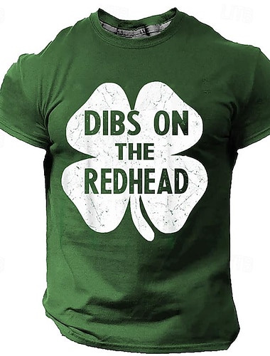  St. Patrick Tag Herren T-Shirt Dibs On The Redhead Shamrock Irisches Grafik Tee Kurzarm Rundhalsausschnitt Grünes Oberteil Designer lässig Sport Outdoor Feiertagskleidung S M L XL XXL XXXL