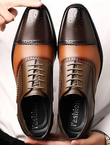  Herre Oxfords Derby-sko Formell Sko Bullock Sko Pen sko Forretning Britisk gentleman Bryllup Fest / aften PU Snøring Blå kaffe Vår Høst