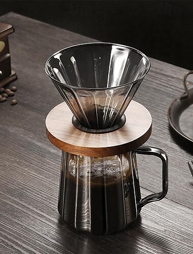  Rejilla para filtro de café por goteo manual, báscula para olla barista con accesorios de filtro de café de madera, embudo en forma de V
