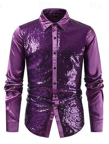  Retro vintage Jaren '70 Schijf Blouse / overhemd Schijf Pailletten Voor heren Carnavalskostuum Halloween Carnaval Maskerade Prestatie Feest / Uitgaan Toneel Volwassenen Hemd