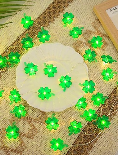  st. Patrick's LED-Lichterkette, irischer Karneval, grüner Hut, vierblättriges Kleeblatt, dekorative Lichterkette