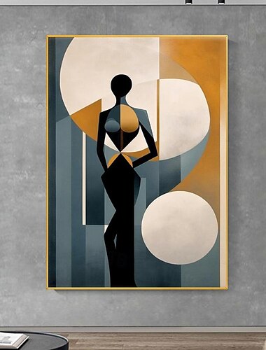  handgemalte abstrakte Picasso-Stil-Geometrie-Mädchen-Leinwand-Wandkunst, moderne Leinwandmalerei, Heimwand, Wohnzimmer, Dekor, ohne Rahmen